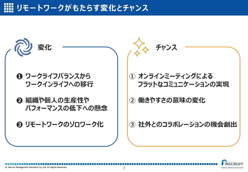 リモートワークがもたらす変化とチャンス