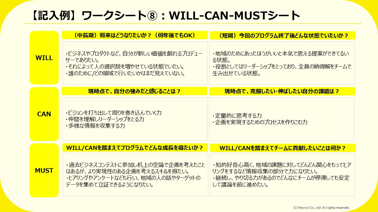 「WILL-CAN-MUSTシート」